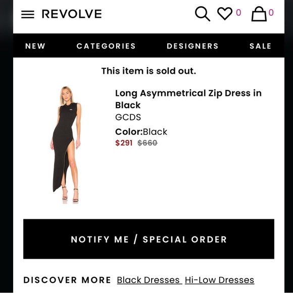 GCDS LONG ASYMMETRICAL ZIP DRESS size small/medium ⛓️black w/ gold hardware ⚜️ - Picture 2 of 14